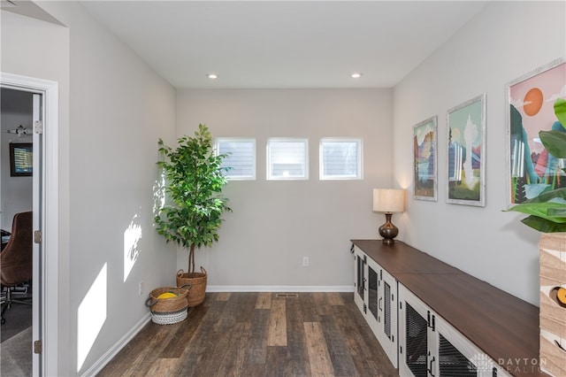 hall featuring dark hardwood / wood-style flooring