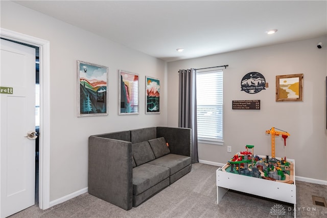 living room with carpet floors