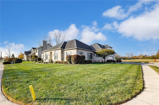 view of property exterior with a lawn