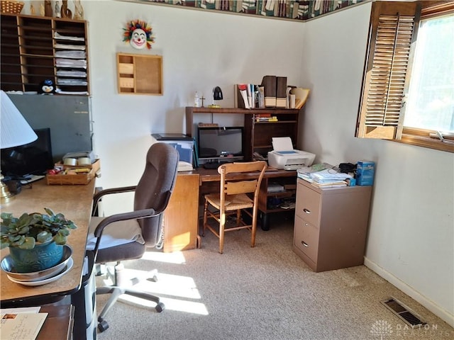 office with light colored carpet