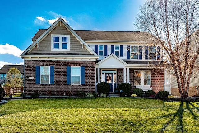 view of front of property featuring a front yard