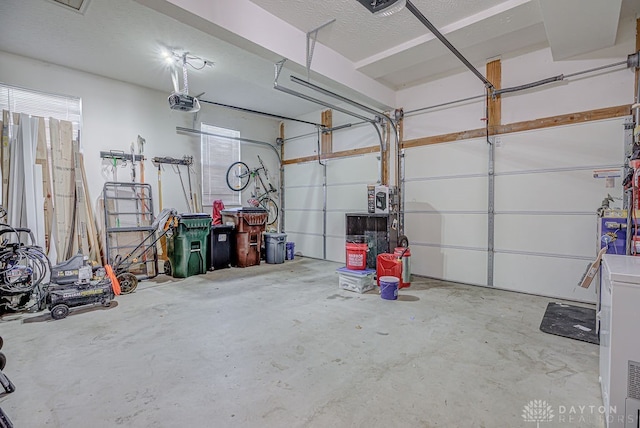 garage with a garage door opener