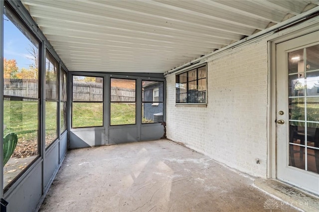 view of unfurnished sunroom