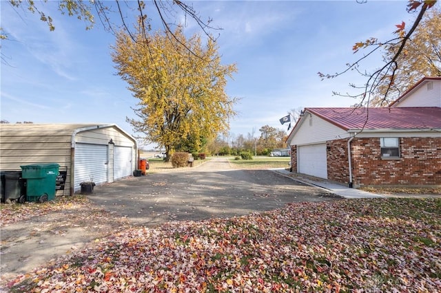 exterior space with a garage