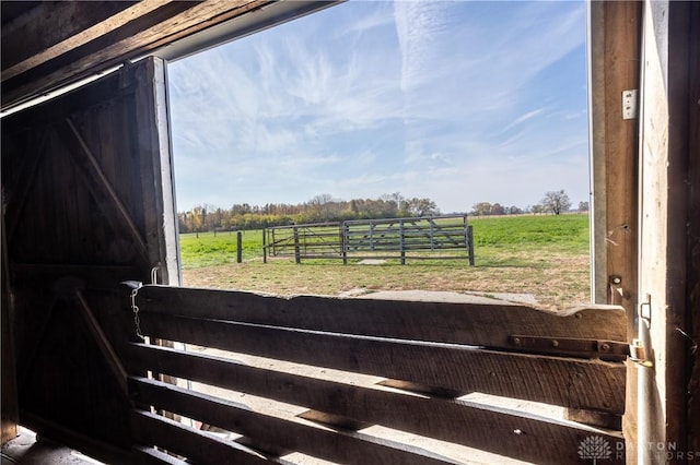 interior space with a rural view