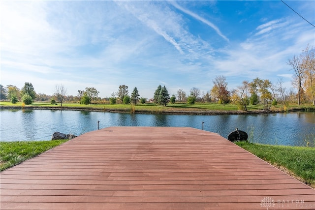 view of dock featuring a water view