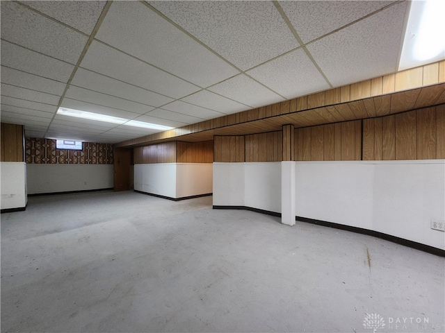 basement with a drop ceiling