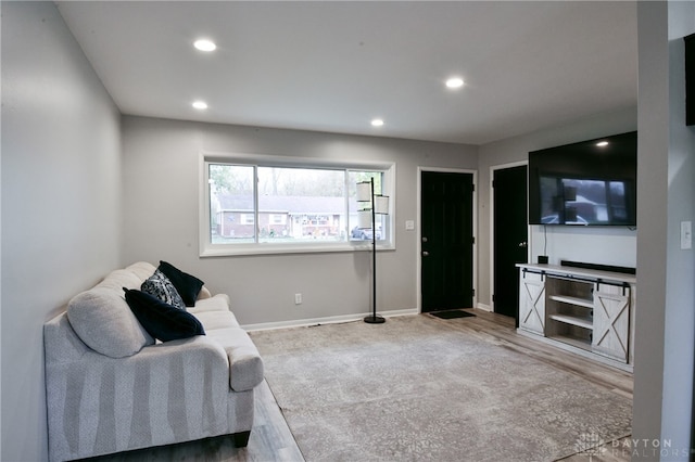 living area featuring hardwood / wood-style floors