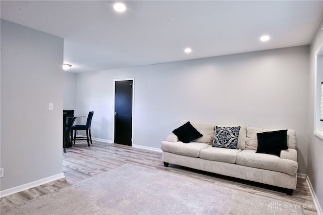 living room featuring light wood-type flooring