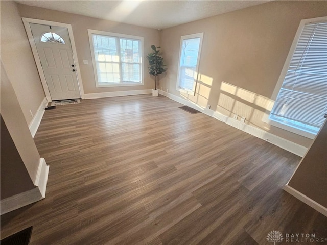 foyer featuring dark hardwood / wood-style floors