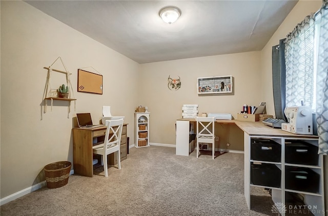 view of carpeted home office