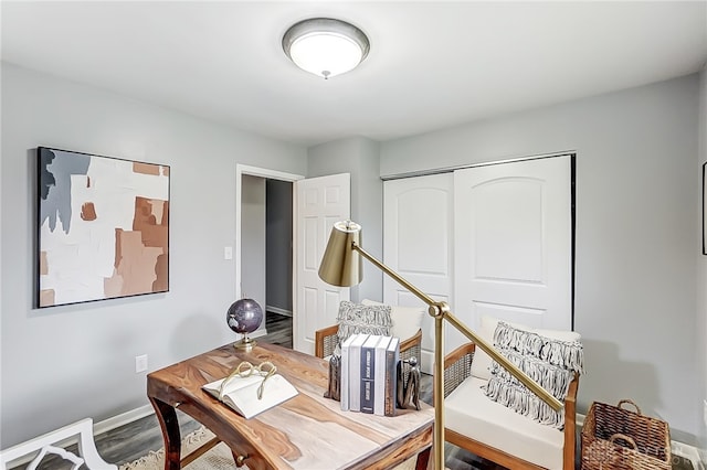 office area with hardwood / wood-style flooring