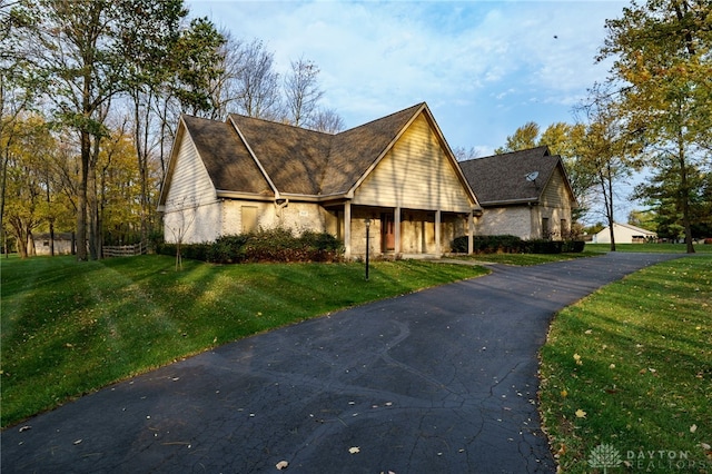 view of front of house with a front yard