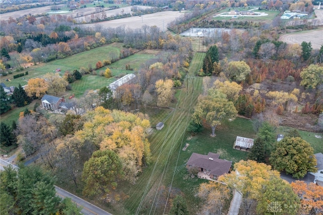 aerial view featuring a rural view