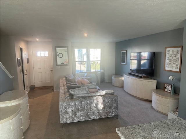 living room featuring carpet flooring