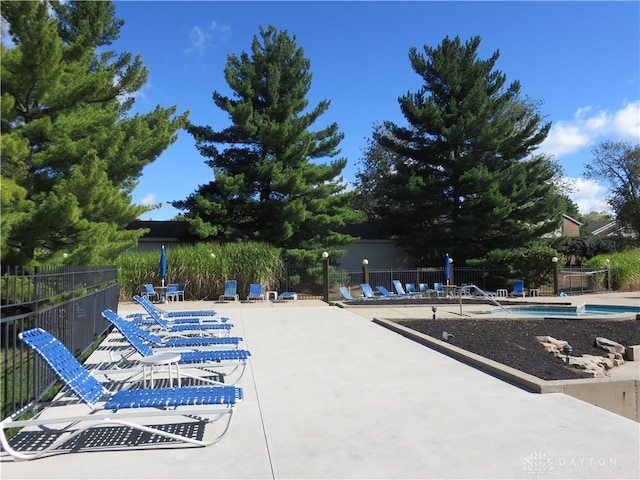 view of swimming pool with a patio