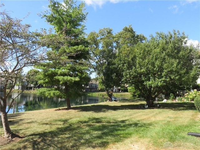 view of yard featuring a water view