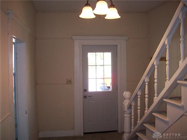 entryway featuring stairs