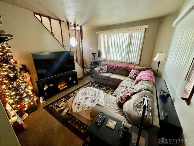 living room with carpet floors