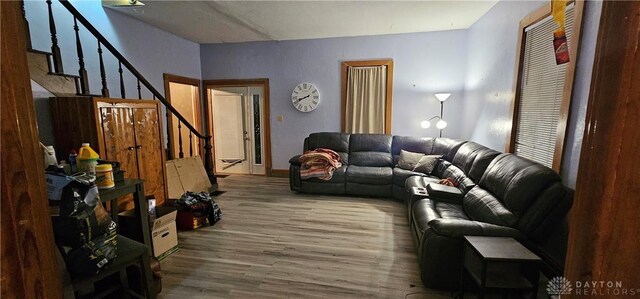 living room with hardwood / wood-style floors