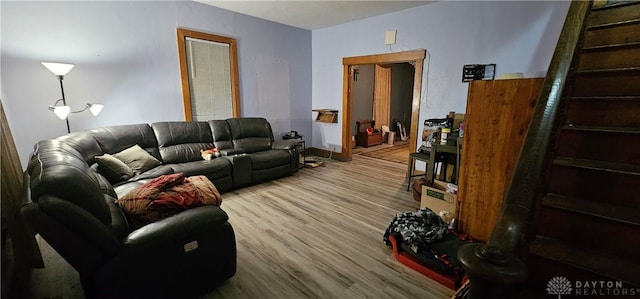 living room featuring light wood-type flooring