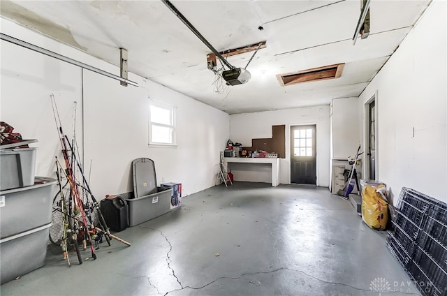 garage with a garage door opener