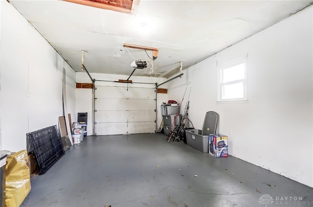 garage with a garage door opener