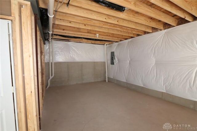 basement with electric panel