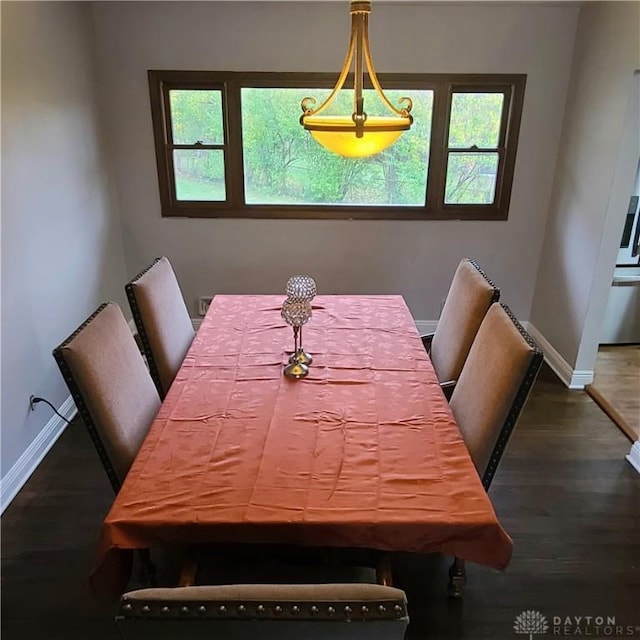 dining room with dark hardwood / wood-style flooring