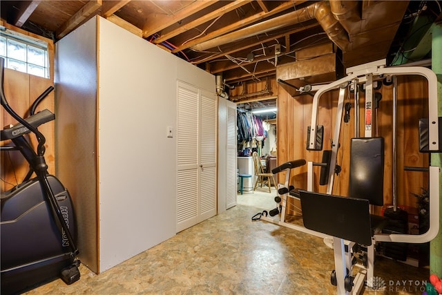 workout area featuring concrete flooring