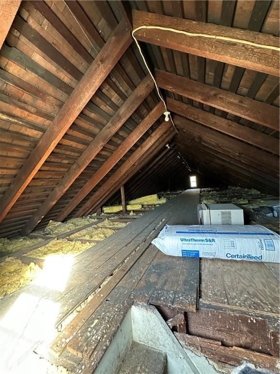 view of unfinished attic