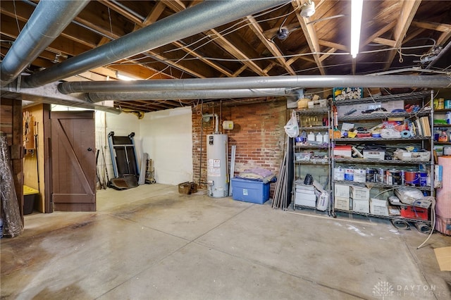 basement with gas water heater