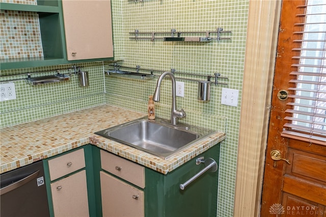 kitchen with dishwasher, sink, and decorative backsplash