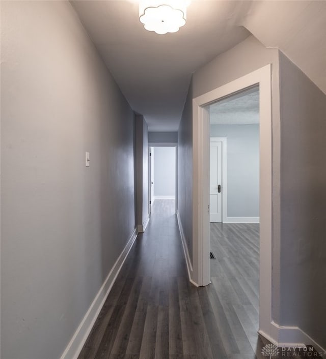 hall featuring dark wood-type flooring