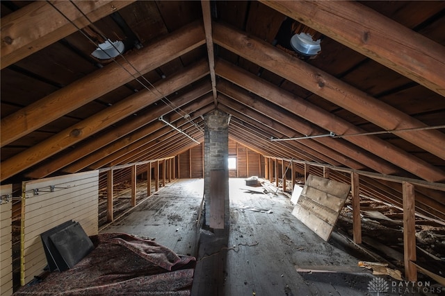 view of unfinished attic