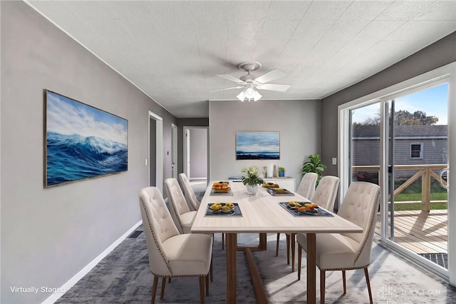 dining room featuring plenty of natural light and ceiling fan