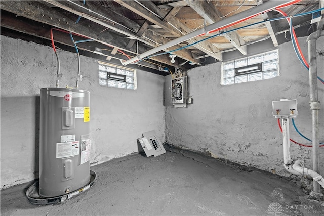 basement featuring water heater