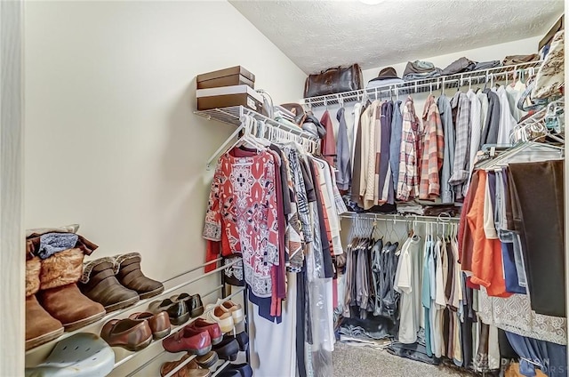 spacious closet with carpet flooring