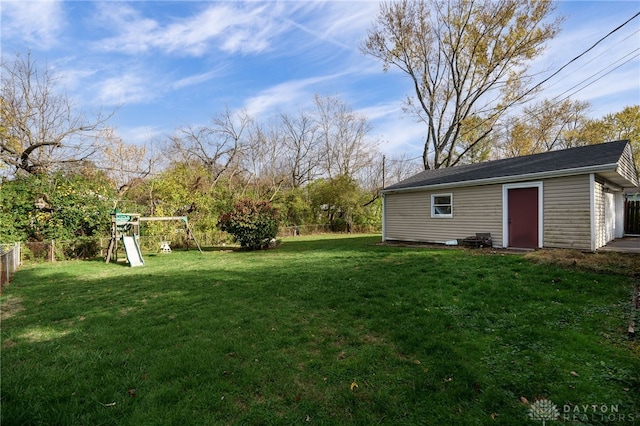 view of yard with a playground