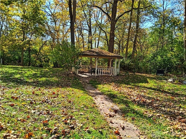 view of yard featuring a gazebo