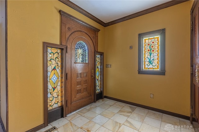 entryway with ornamental molding