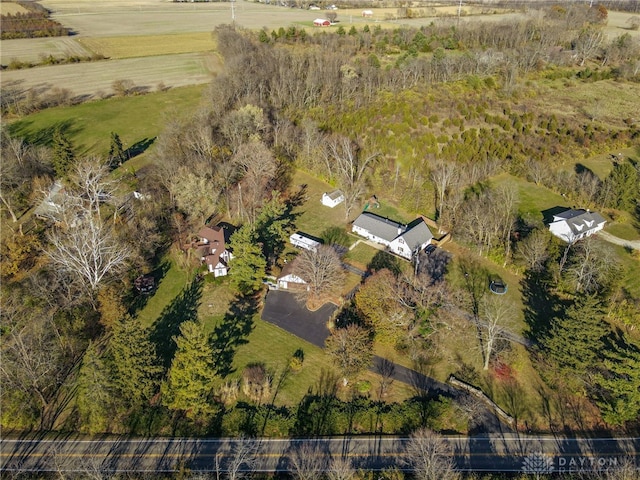 aerial view featuring a rural view