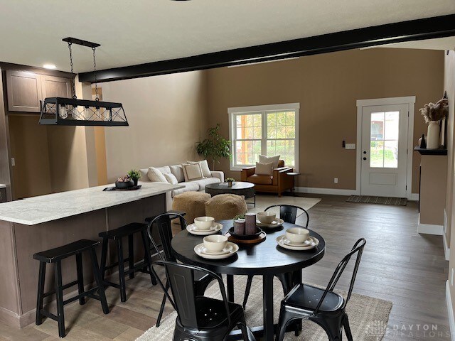 dining area featuring light hardwood / wood-style flooring and a healthy amount of sunlight