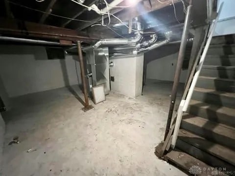 basement with heating unit