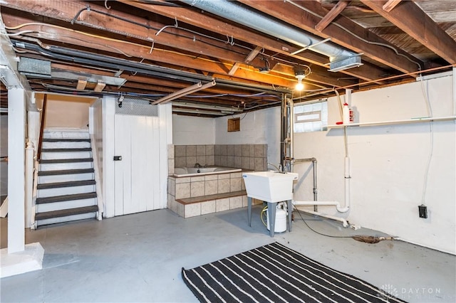 basement featuring sink