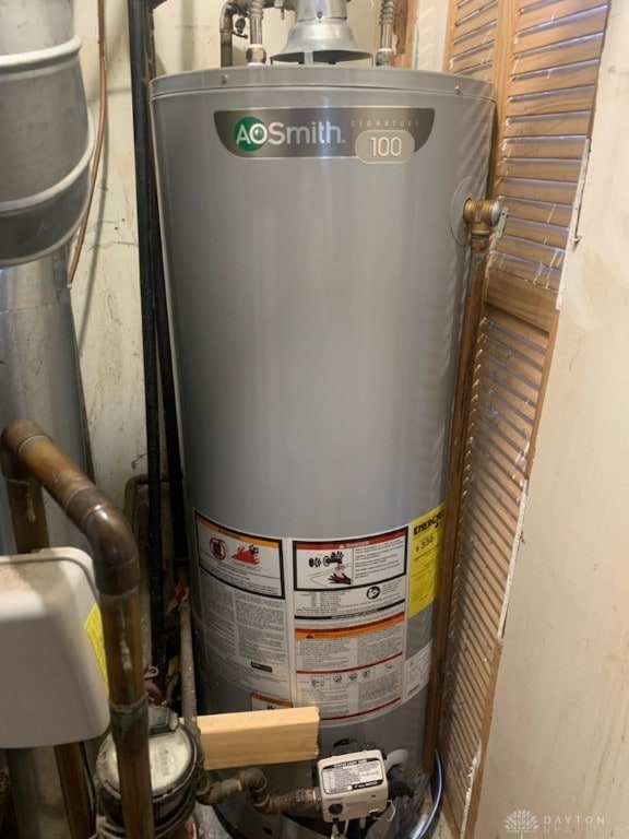 utility room featuring water heater