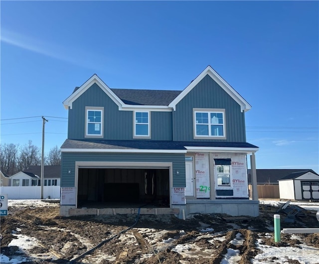 view of front facade with a garage