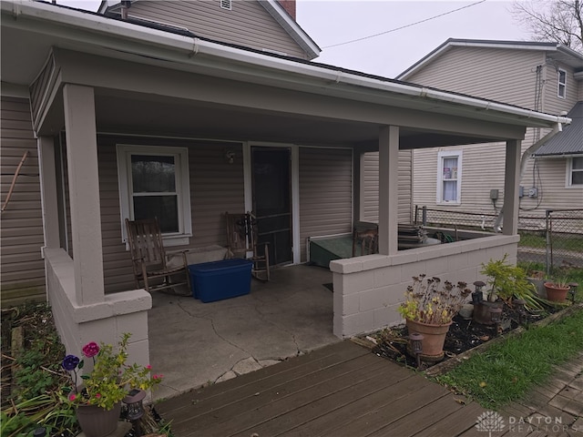 wooden deck featuring a porch