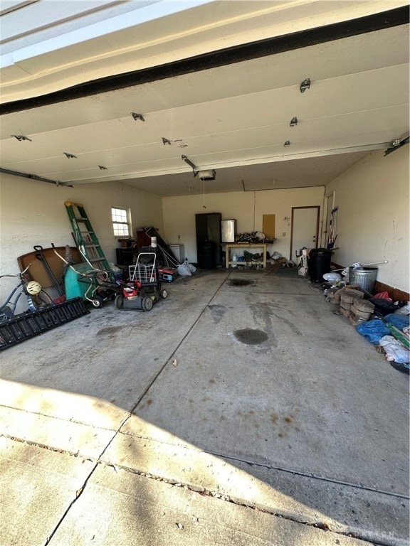 garage with a garage door opener