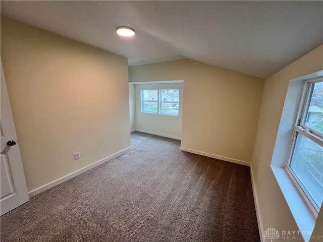 additional living space with carpet flooring and vaulted ceiling